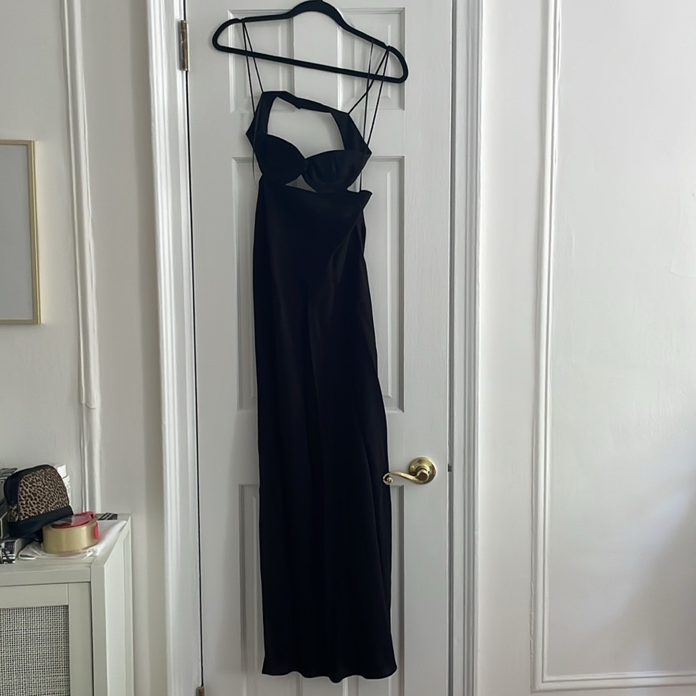 St. Agni cut out twill dress in black